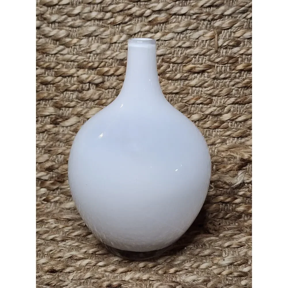 IKEA Glass Salong Vase by Johanna Jellinek Retired White Hand Blown